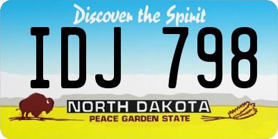 ND license plate IDJ798