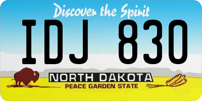 ND license plate IDJ830