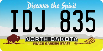 ND license plate IDJ835