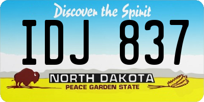 ND license plate IDJ837