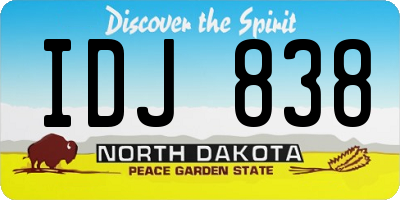 ND license plate IDJ838
