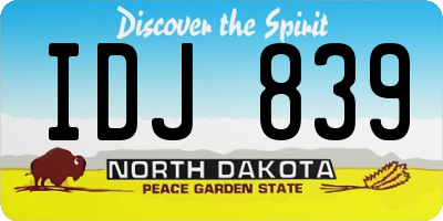 ND license plate IDJ839