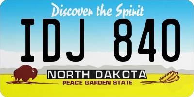 ND license plate IDJ840