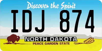 ND license plate IDJ874