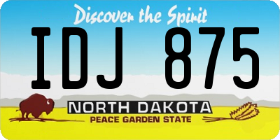 ND license plate IDJ875