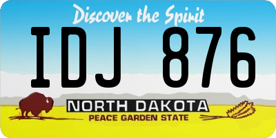 ND license plate IDJ876