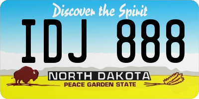 ND license plate IDJ888