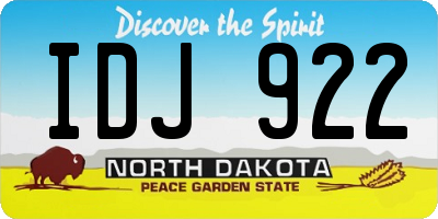 ND license plate IDJ922