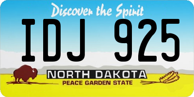 ND license plate IDJ925