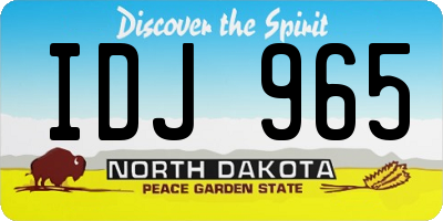 ND license plate IDJ965