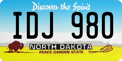 ND license plate IDJ980