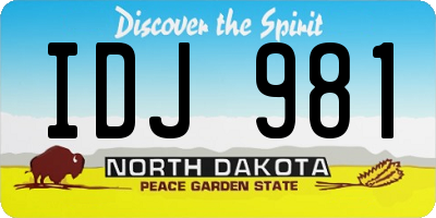 ND license plate IDJ981