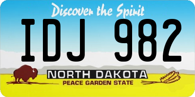 ND license plate IDJ982