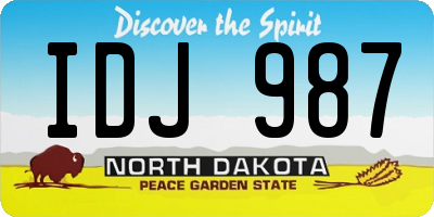 ND license plate IDJ987