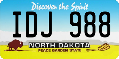ND license plate IDJ988