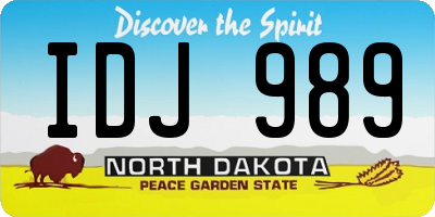 ND license plate IDJ989