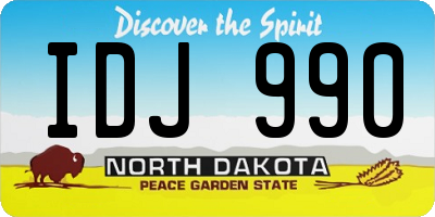 ND license plate IDJ990