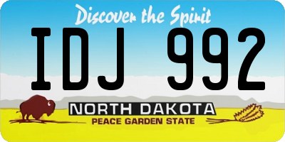 ND license plate IDJ992