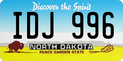 ND license plate IDJ996