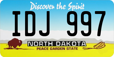 ND license plate IDJ997