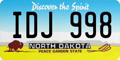 ND license plate IDJ998