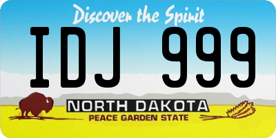 ND license plate IDJ999