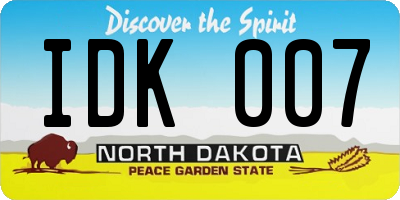 ND license plate IDK007