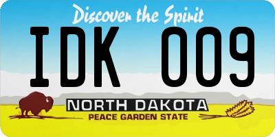 ND license plate IDK009