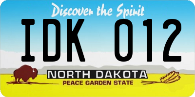 ND license plate IDK012