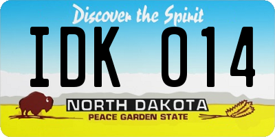 ND license plate IDK014