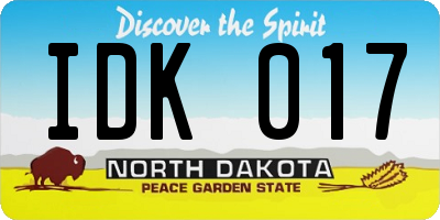 ND license plate IDK017