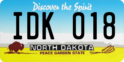 ND license plate IDK018