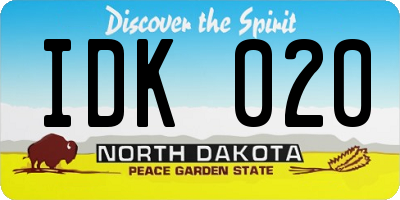 ND license plate IDK020
