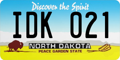 ND license plate IDK021