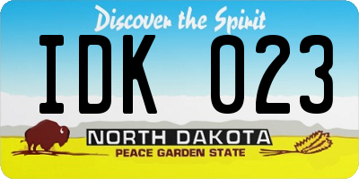 ND license plate IDK023