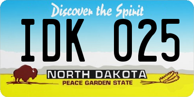 ND license plate IDK025