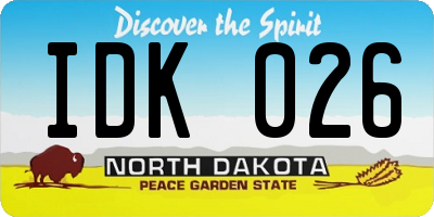 ND license plate IDK026