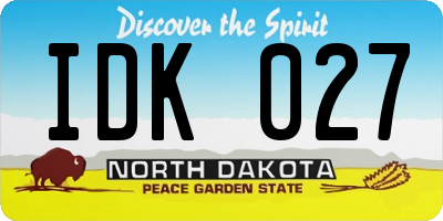 ND license plate IDK027