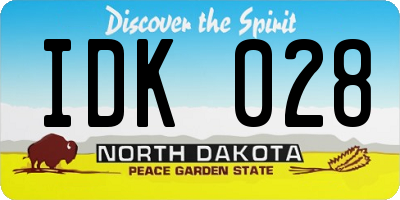 ND license plate IDK028