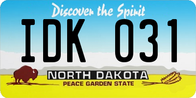 ND license plate IDK031