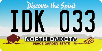 ND license plate IDK033