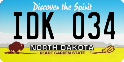 ND license plate IDK034