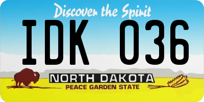 ND license plate IDK036