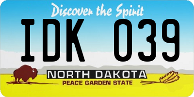 ND license plate IDK039