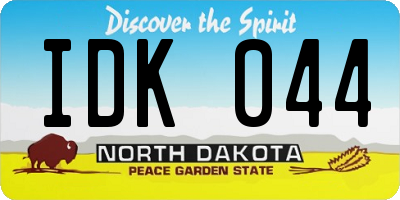 ND license plate IDK044
