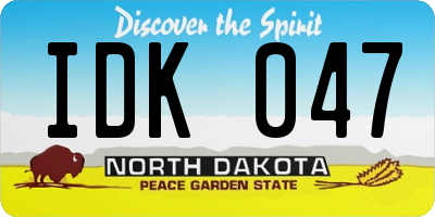 ND license plate IDK047