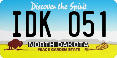 ND license plate IDK051