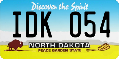 ND license plate IDK054