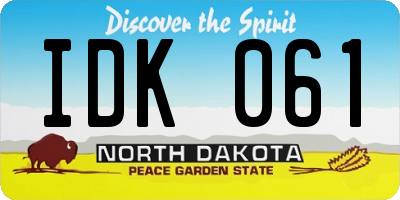 ND license plate IDK061