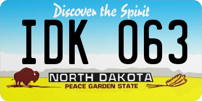 ND license plate IDK063